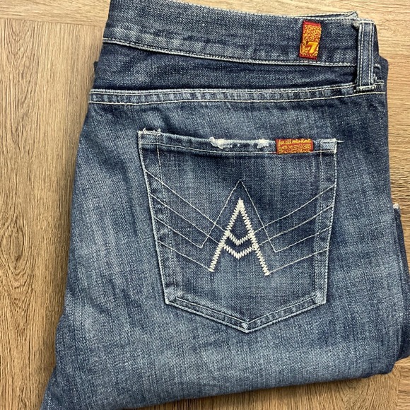 Vintage Y2K 7 For All Mankind A Pocket Bootcut Jeans Womens 34 Blue Classic Boho - Picture 5 of 10